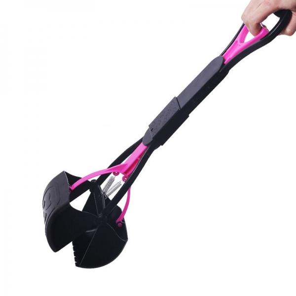 Pet Pooper Scooper Long Handle Jaw Poop Scoop Clean Pick Up Animal Waste Dog Puppy Cat Waste Picker Cleaning Tools Outdoor - Red