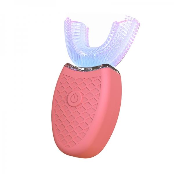 U Shape Electric Automatic Toothbrush IPX7 Waterproof 360° Sonic Deep Cleaning lazy Toothbrush - Pink