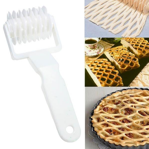 Plastic Pizza Lattice Roller Cutter Pie Bread Pastry Baking Tool White
