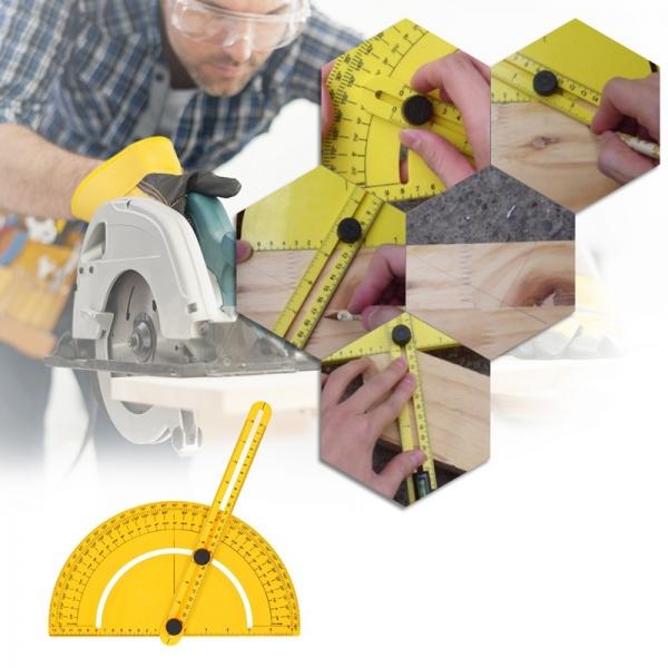 Plastic Protractor Angle Finder Measure Ruler Goniometer Articulating Arms Template Tool for Handymen Builders Craftsmen Inch Metric