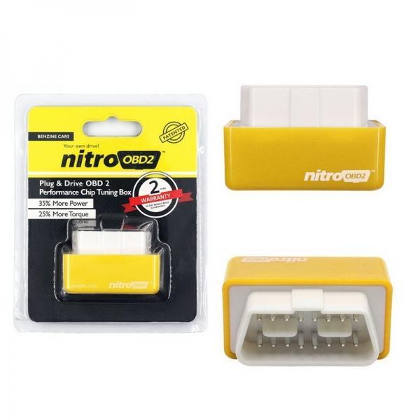 Plug & Drive Nitro OBD2 Benzine Cars Performance Chip Tuning Box Power Fuel Optimization Device 35% More Power & 25% More Torque Yellow - stringsmall
