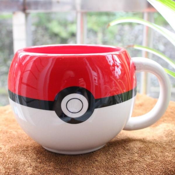 Pokemon Ball Style Handgrip Ceramic Coffee Mug Tea Cup Red & White & Black