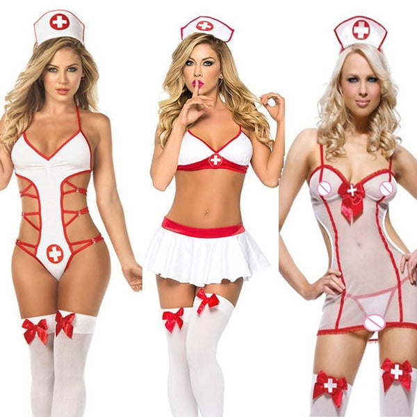 Porno Lingerie Hot Women Baby Doll Erotic Lingerie Dress Cosplay Nurse Uniform Costumes