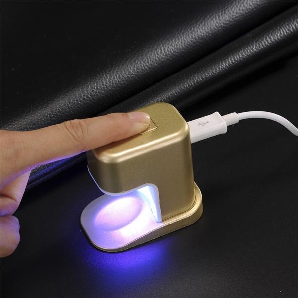 Portable 3W Mini LED UV Lamp Nail Dryer USB Charging Single Finger Nail Dryer Polish Light Manicure Machine Golden