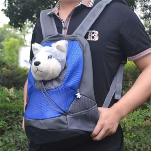 Portable Breathable Multifunctional Pet Carrier Backpack Front Bag with Head Out Blue L
