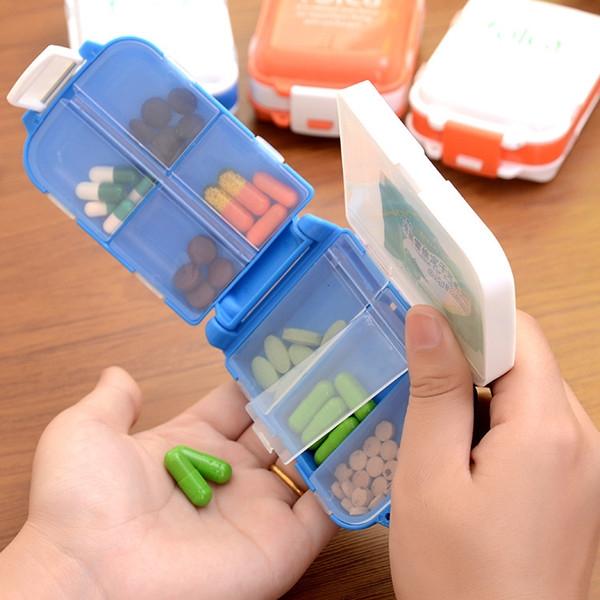 Portable Foldable Medicine Cosmetic Earring Makeup Dispenser Container Storage Pill Vitamin Box Case Blue