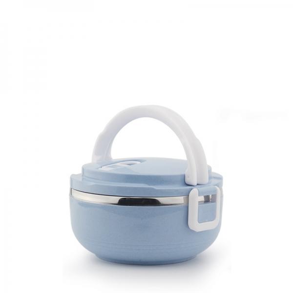Portable 1 Layer 700mL Lunch Box Stainless Steel Thermal Bento Box Food Container Light Blue