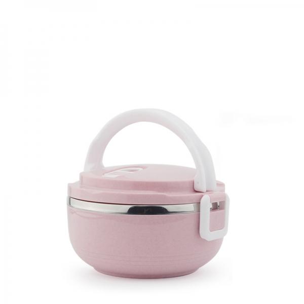 Portable 1 Layer 700mL Lunch Box Stainless Steel Thermal Bento Box Food Container Light Pink