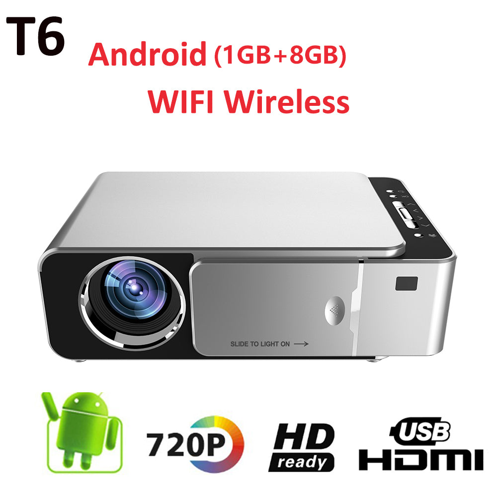 T6 Android 9.0 WIFI Support HD Video Portable LED Projector Home Theater Mobile Beamer For Smartphone Proyector