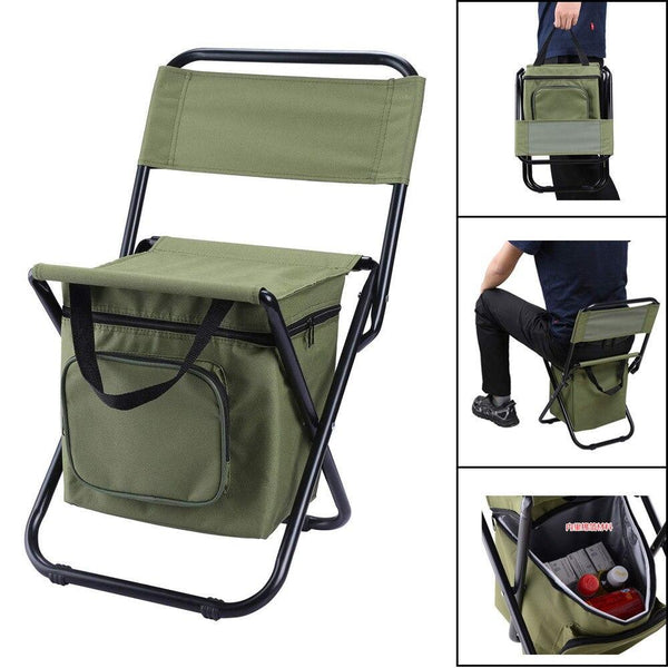 Portable Outdoor Folding Ice Pack Chair Storage Bag with Backrest Insulation Function 3 In One Leisure Camping Fishing Chair