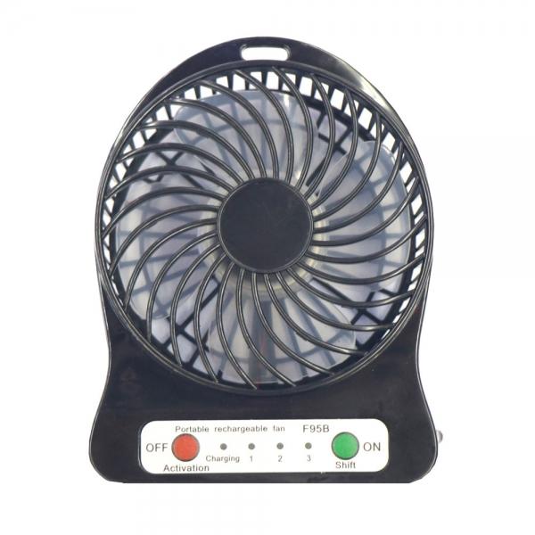 Portable Rechargeable 4 Modes USB Mini Fan Black