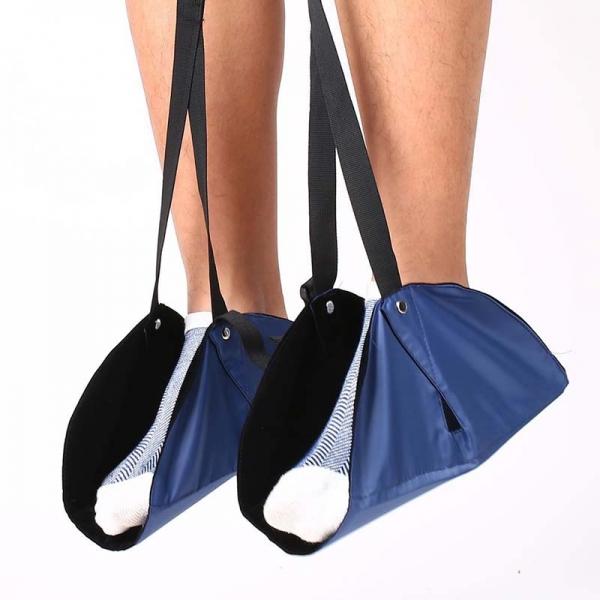 Portable Travel Airplane Foot Pad Adjustable Train Flight Stand Footrest Hammock Navy Blue