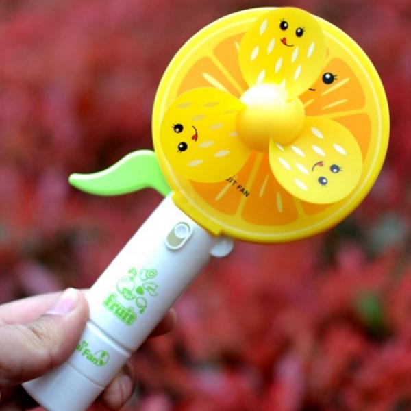 Portable Water Spray Fan Mini Hand Held Misting Cooling Fan Orange White & Yellow