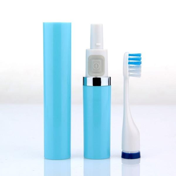 Portable Waterproof Ultrasonic Electric Toothbrush with 3 Brush Heads Blue