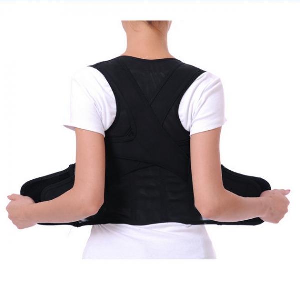 Posture Corrector Back Lumbar Correction Support Brace Shoulder Belt M Black