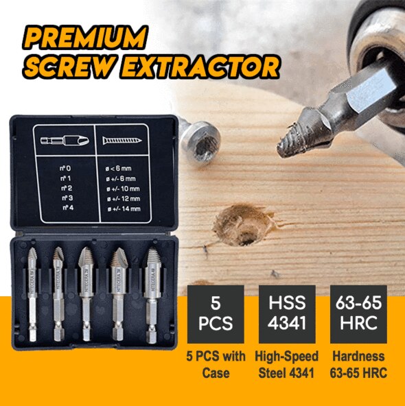 Premium Screw Extractor (Set of 5/Set of 4)
