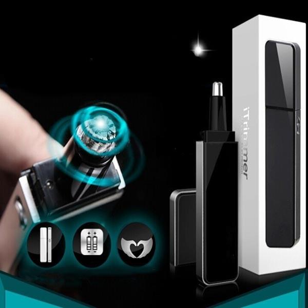Pritech TN-188 Stainless Steel Blade Washable LED Light Nose Ear Hair Trimmer Black