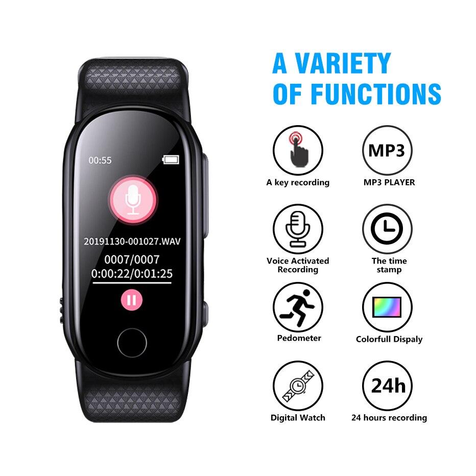 Professional Wearable Wristband Voice Activated USB Pen 8GB/16GB Watch Digital Audio Voice Recorder Bracelet MP3 Player For Lecture