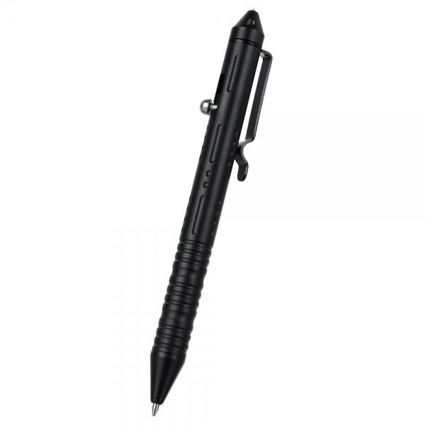 Outdoor Survival Tool Aluminum Alloy Ball-Point Pen with Clip - Black