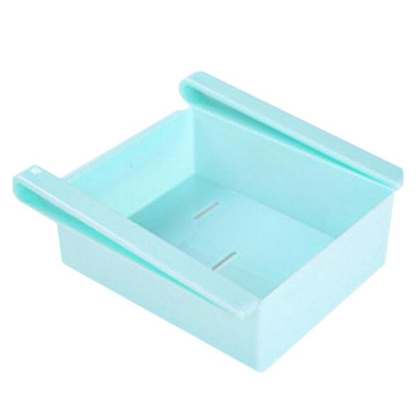 Kitchen Refrigerator Pull-and-Push Style Plastic Storage Rack - Blue