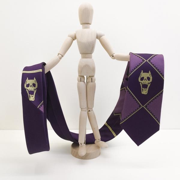 Purple JoJo Bizarre Adventure KILLER QUEEN Kira Yoshikage Skull Neck Tie Cosplay Costumes