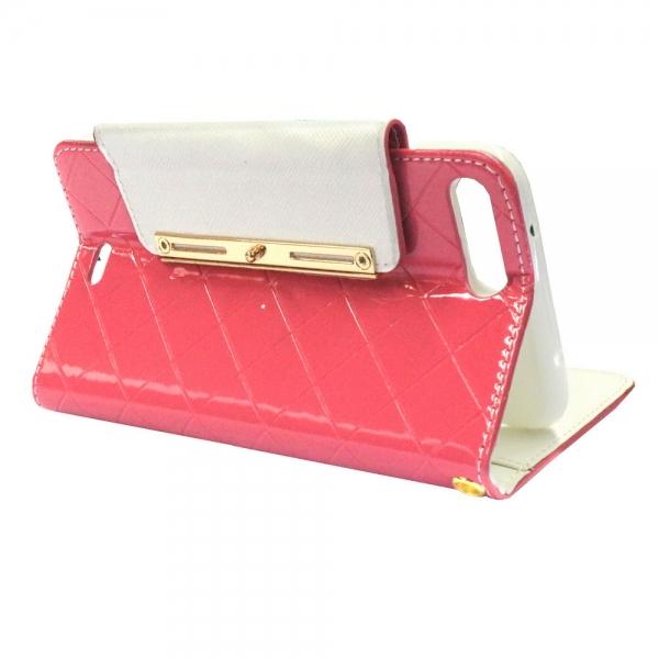 Purse Type Flip Cover PU Leather Phone Case for iPhone 6 Plus/6S Plus Light Red