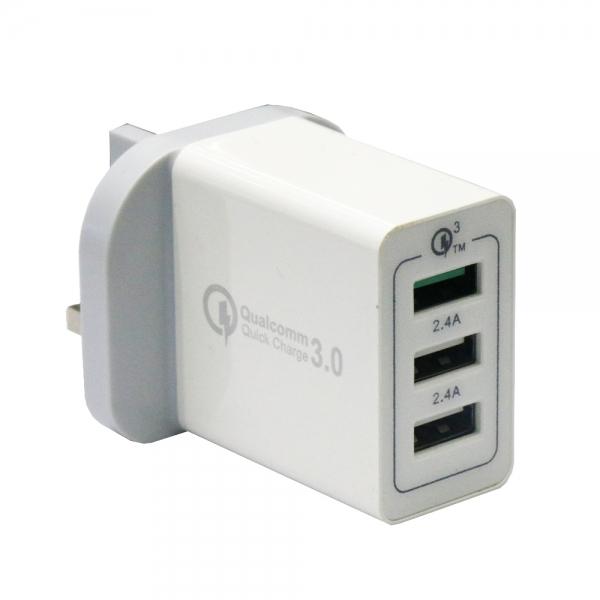 QC3.0 3USB AC100-240V 4.8A Quick Charger - UK  Plug