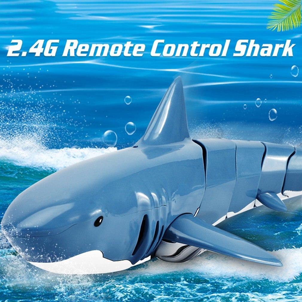 Hot RC Simulation Shark Toys 2.4G 4CH Waterproof Electric Remote Control Shark Boat Swimming Pool Bathroom Children Toys Gift