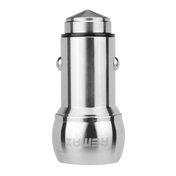REMAX 2.4A Dual-USB Universal Quick Car Charger for Cellphone Silver