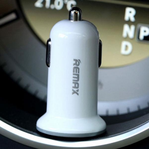 REMAX CC10 Mini Car Charger Adapter Dual USB Ports Fast Charging White