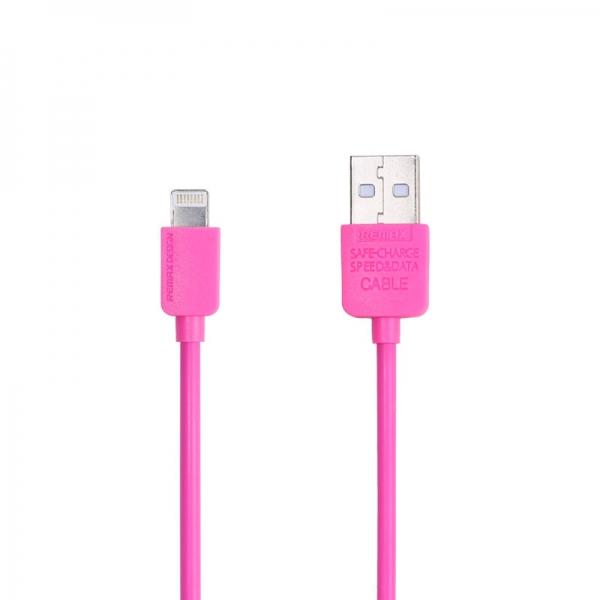 REMAX Fashionable Bright Color 8-Pin Charging Data Sync Cable for Apple Devices (1M) Rose Red