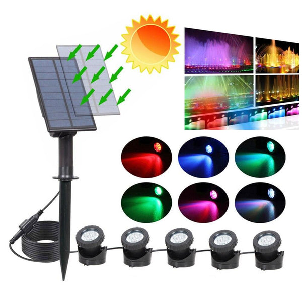 RGB Colorful Solar LED Underwater Lights Waterproof Pond Water Garden Aquarium SpotLight Landscape Lamp LED Lawn Lights