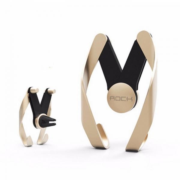 ROCK Resin M AutoBot Phone Stand Car Air Vent Mount Holder for Cellphone Under 7 Inches Golden