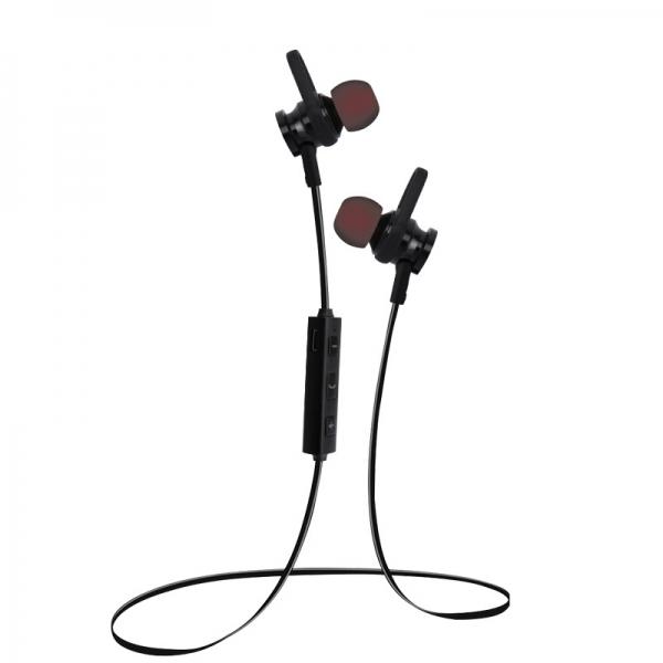 RS-01 Wireless Bluetooth Earphone Magnetic Adsorption Bass Sport Headphone for iPhone Samsung Xiaomi - Black