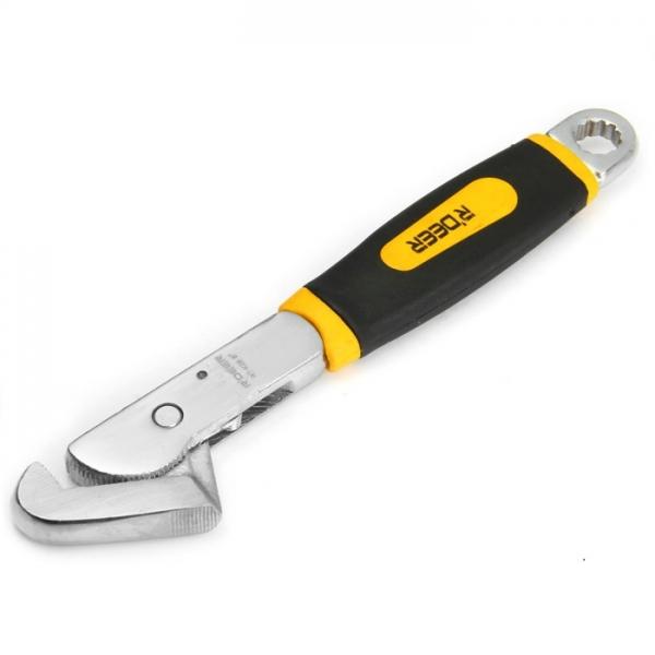 RT-K08 8inch Universal Adjustable Hook Wrench Repair Tools Silver