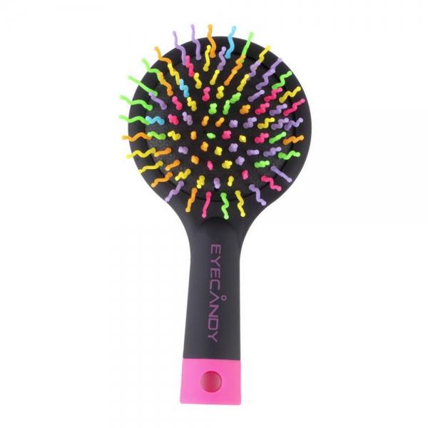Rainbow Volume Anti-static Magic Detangler Curly Straight Hair Massage Comb with Mirror Black