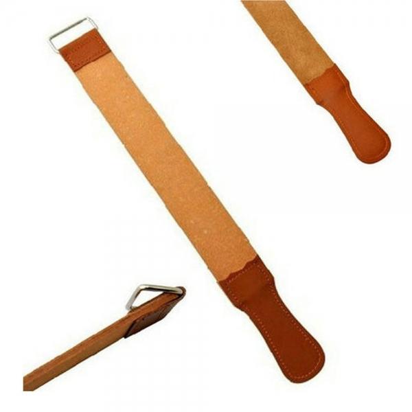 Razor Shaver Knife Two-Layer Leather & Canvas Sharpening Strop for Barber Shop Yellow & Brown