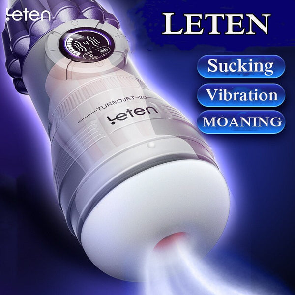 Leten Real Air Sucking Male Masturbator Automatic Blowjob Sucking Machine Realistic Vagina Vibrating Masturbation Cup For Men