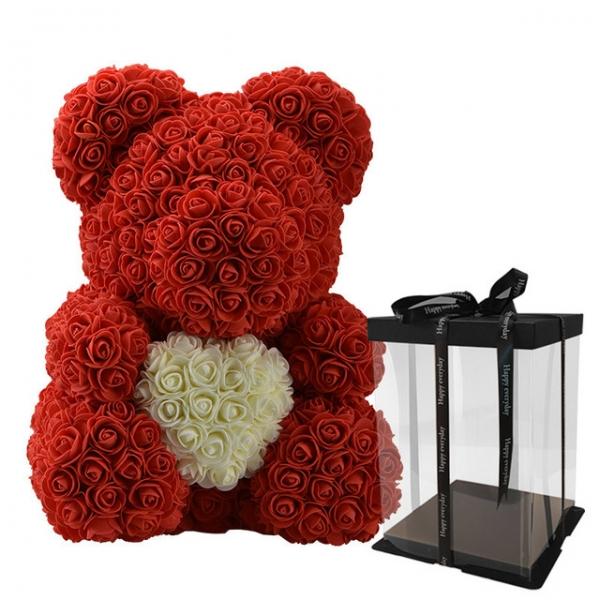 Red Rose Flower Teddy Bear Valentine Day Gift with Gift Box 40cm
