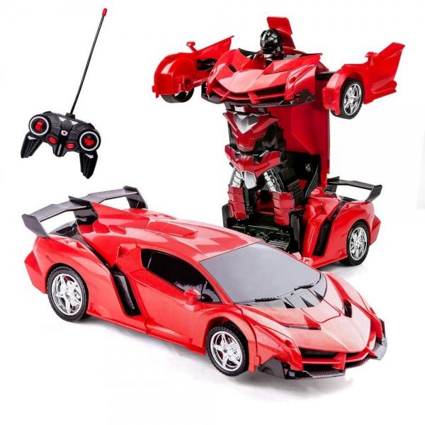 Remote Control One-key Automatic Transform Robot Deformation Car Toys Plastic Lamborghini Model Funny Action Figures For Boys Gifts Kid - Red/Yellow/Blue/Orange