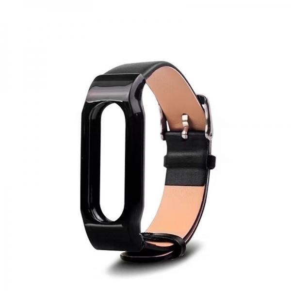 Replacement Leather Bracelet Wrist Strap Smartband for Xiaomi MiBand 2 Black