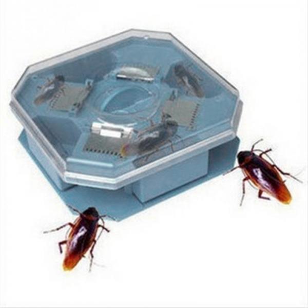Reusable Plastic Non-toxic Cockroach Bug Roach Motel Catcher Catch Insect Pest Killer Bait Trap Blue