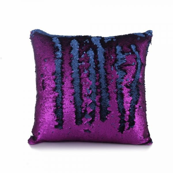 Mermaid Pillowcase Reversible Sequin Glitter Sofa Cushion Purple & Matte Black - stringsmall