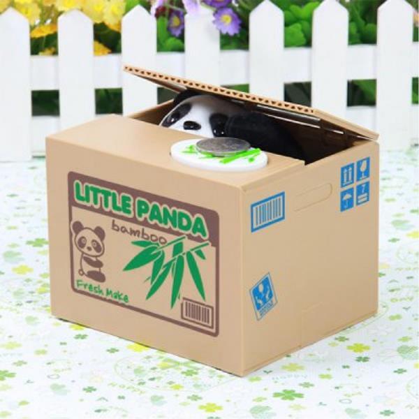 Robotic Kids Present Stealing Panda Toy Coin Bank / Saving Box