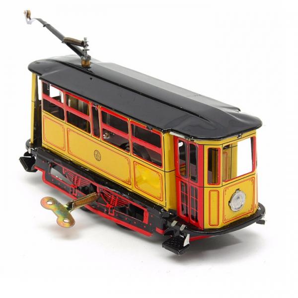 Rod Tram Trolley Bus Train Retro Collection Toy Photography Props Vintage Wind Up Tin Toy - Yellow
