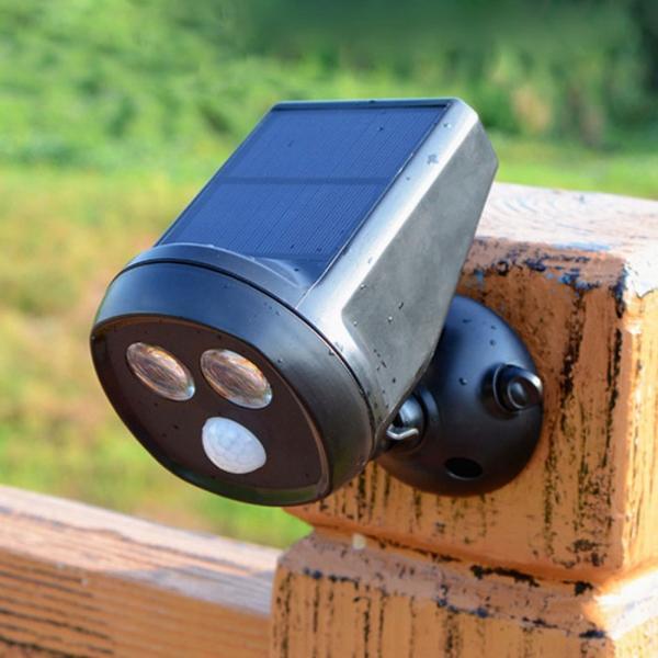 Rotatable Solar Power 2-LED Owl Shape PIR Sensor Spotlight Garden Yard Waterproof Wall-mounted Lamp Black