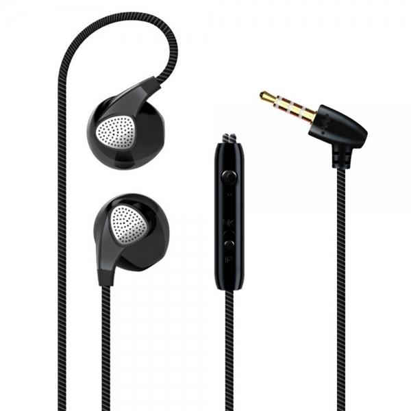 S10 Sport Head Universal Colorful Intelligent In-Ear Earplug Drive-by-Wire Earphone with Microphone Black