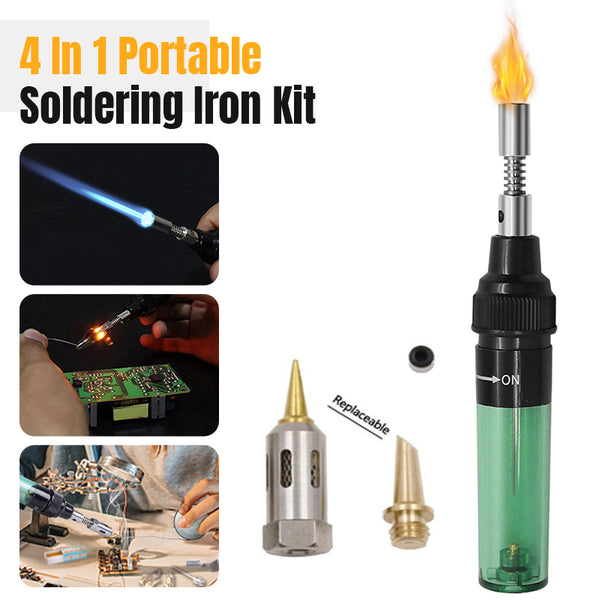 1300 Celsius Butane 4 In 1 Portable Soldering Iron Set Welding Pen Burner Blow Torch Gas Soldering Iron Cordless Butane Tip Tool