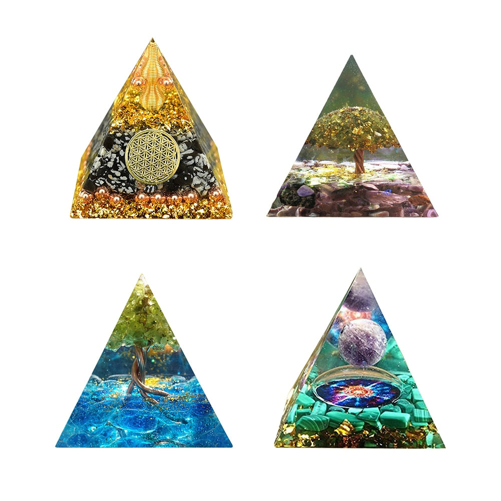 Handmade Crystal Pyramid Energy Accumulator Gathering Wealth Home Office Decoration Craft Gift Meditation Tool