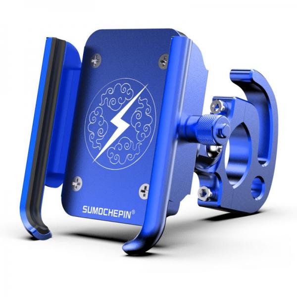 SUMOCHEPIN CNC Aluminum Alloy Bicycle Motorcycle Phone Adjustable Holder For iPhone Xiaomi Samsung - Blue